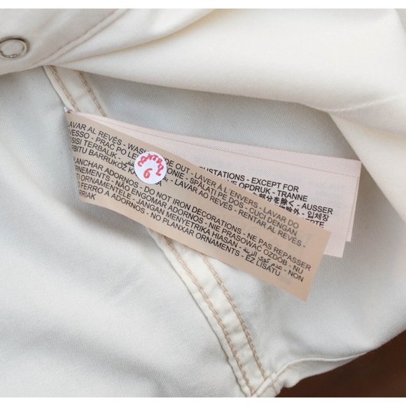 Massimo Dutti Womens Sz S Creamy White Fitted Pearl SnapUp Studded Western Shirt - Picture 10 of 12